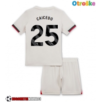 Otroške Nogometnih dresov Chelsea Moises Caicedo #25 Gostujoči 2025-26 Kratki rokavi (+ hlače)